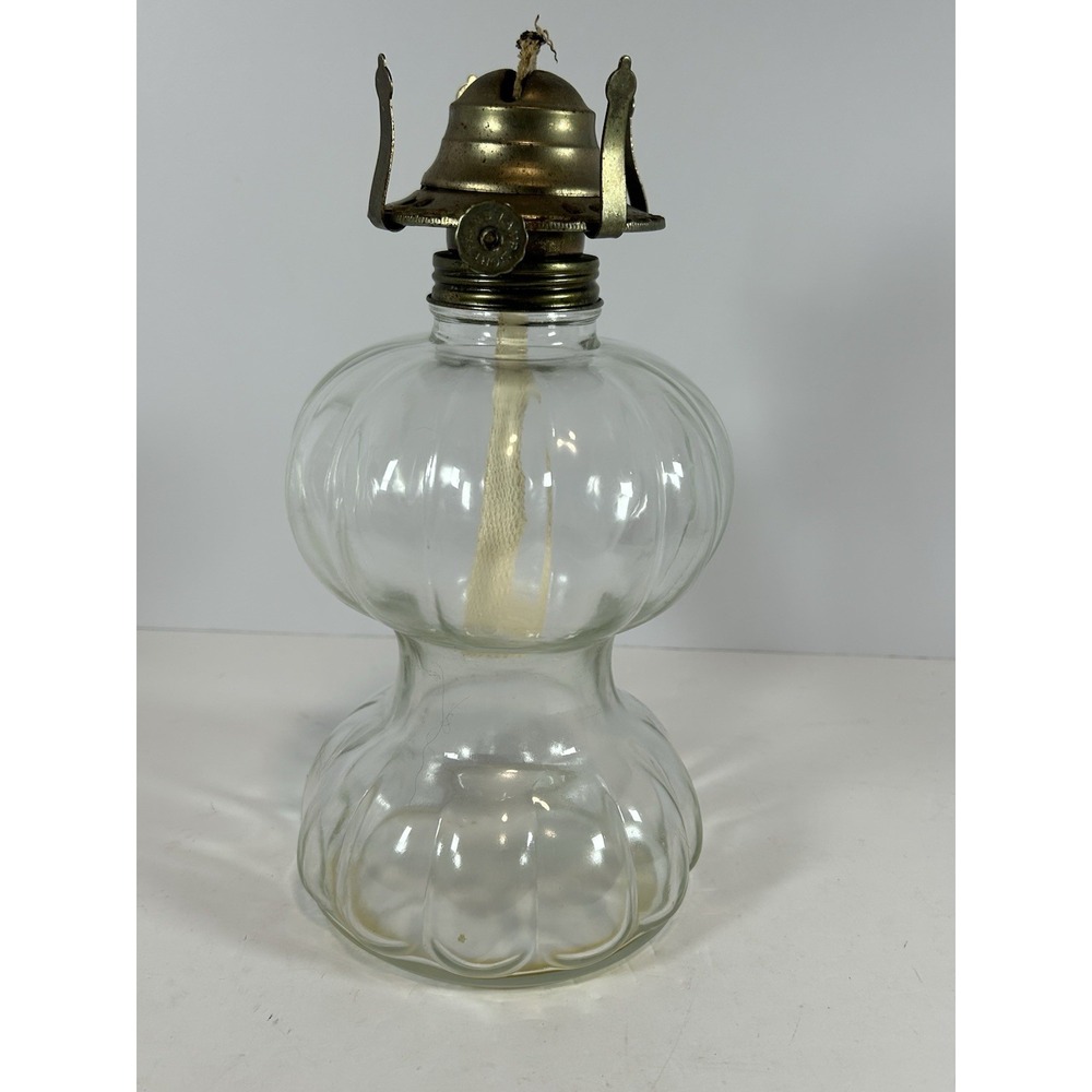 Vintage Lamplight Farms Chesterfield Oil Lamp Clear‎ Double Pumpkin Shape